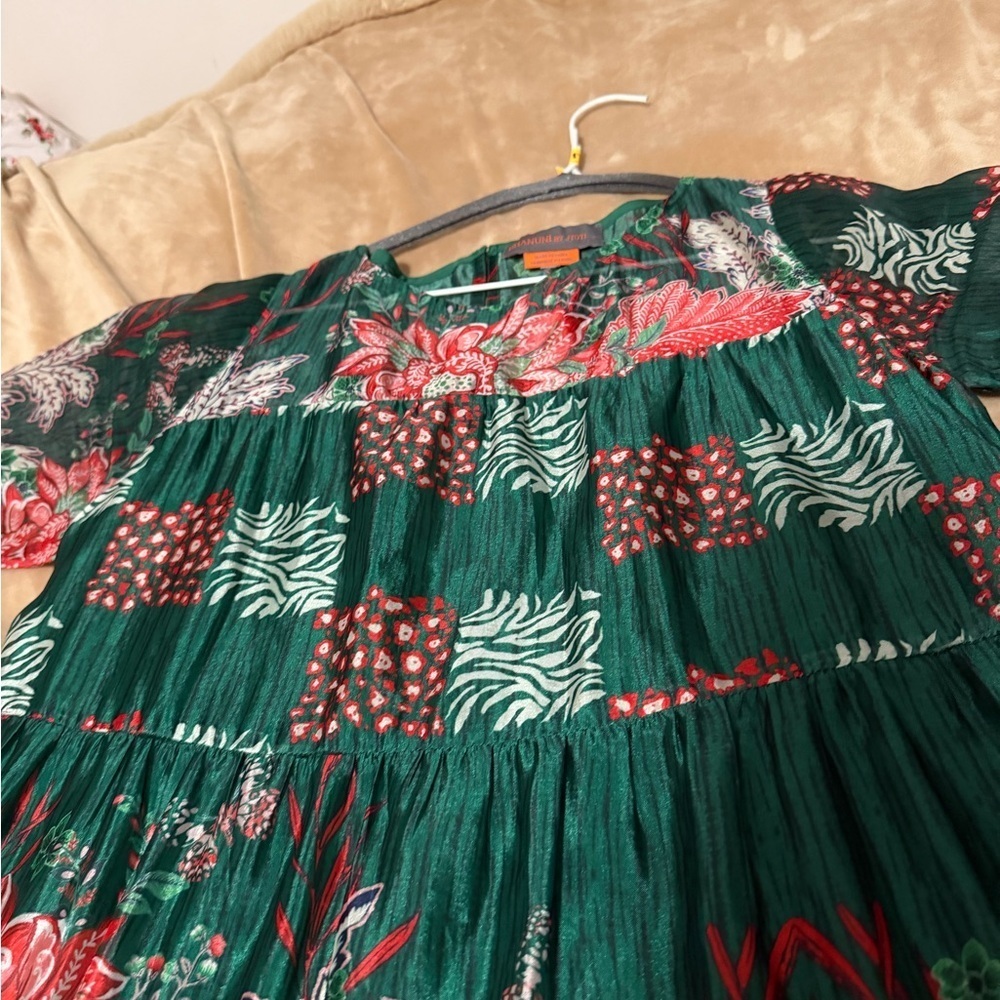 Anthropologie Bhanuni Jyoti Tiered Short-Sleeve Dress. Size Small - Picture 7 of 9